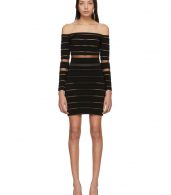 photo Black Sheer Striped Off-The-Shoulder Dress by Balmain - Image 1