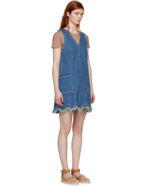 photo Blue A-Line Denim Dress by See by Chloe - Image 2
