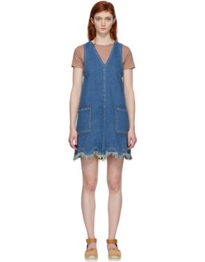 photo Blue A-Line Denim Dress by See by Chloe - Image 1