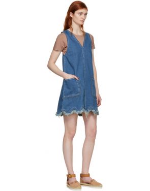 photo Blue A-Line Denim Dress by See by Chloe - Image 5