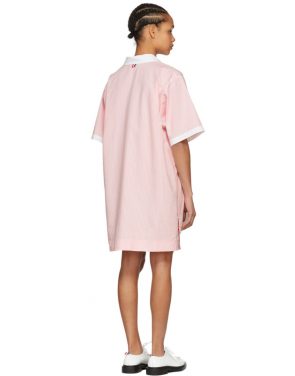 photo Pink and White Seersucker Polo Mini Dress by Thom Browne - Image 3