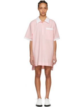 photo Pink and White Seersucker Polo Mini Dress by Thom Browne - Image 1