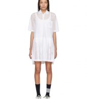 photo White Mesh Stripe Boxy Polo Dress by Thom Browne - Image 1