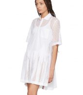 photo White Mesh Stripe Boxy Polo Dress by Thom Browne - Image 4
