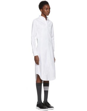 photo White Classic Button-Down Point Collar Shirt Dress by Thom Browne - Image 2