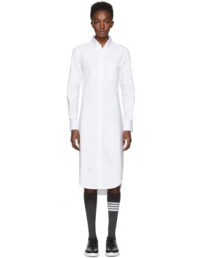 photo White Classic Button-Down Point Collar Shirt Dress by Thom Browne - Image 1