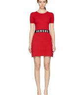 photo Red Bodycon Logo Dress by Versus - Image 1