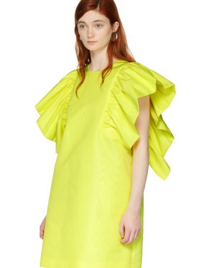 photo Yellow Ruffled Dress by MSGM - Image 4