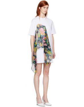 photo White Floral Scarf T-Shirt Dress by MSGM - Image 2