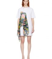 photo White Floral Scarf T-Shirt Dress by MSGM - Image 1