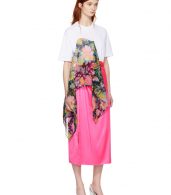 photo White Floral Scarf T-Shirt Dress by MSGM - Image 4