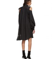 photo Black Asymmetric Knit and Poplin Dress by Sacai - Image 3