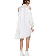photo Grey and White Asymmetric Knit and Poplin Dress by Sacai - Image 3