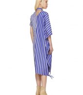 photo Blue and White Striped Asymmetric Shirt Dress by Facetasm - Image 3
