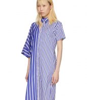 photo Blue and White Striped Asymmetric Shirt Dress by Facetasm - Image 4