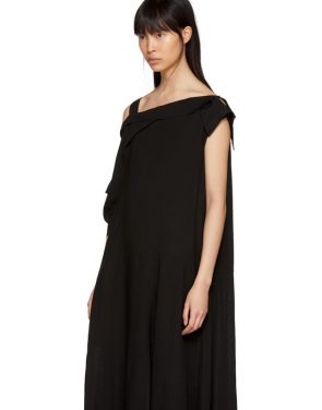 photo Black Asymmetric Draped Strap Dress by Yohji Yamamoto - Image 4