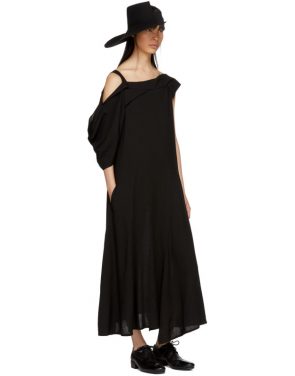 photo Black Asymmetric Draped Strap Dress by Yohji Yamamoto - Image 5