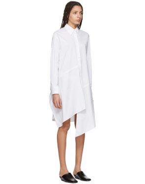 photo White Poplin Asymmetric Shirt Dress by Jil Sander Navy - Image 2