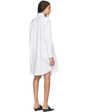 photo White Poplin Asymmetric Shirt Dress by Jil Sander Navy - Image 3