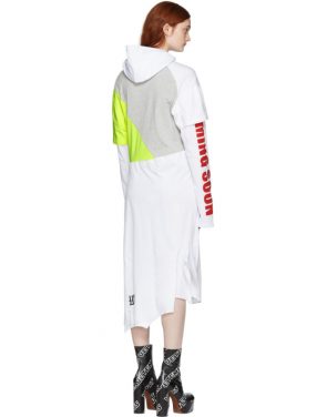 photo Grey and White Panelled Printed Hoodie Dress by Vetements - Image 3