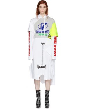 photo Grey and White Panelled Printed Hoodie Dress by Vetements - Image 1