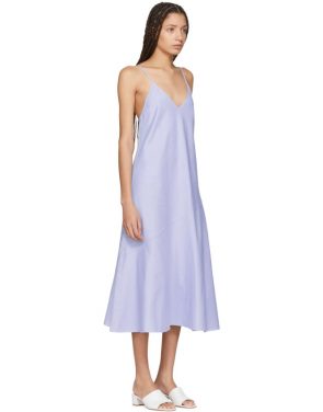 photo Blue Chambray Flared Bias Slip Dress by Protagonist - Image 2