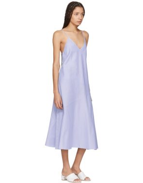 photo Blue Chambray Flared Bias Slip Dress by Protagonist - Image 5