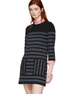 photo Navy and Black Striped Knit Dress by Alexachung - Image 5