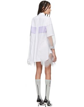 photo White and Grey Chiffon Shirt Dress by Prada - Image 3