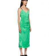 photo Green Ruched Slip Dress by Helmut Lang - Image 2