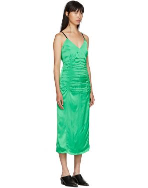 photo Green Ruched Slip Dress by Helmut Lang - Image 2
