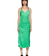 photo Green Ruched Slip Dress by Helmut Lang - Image 1