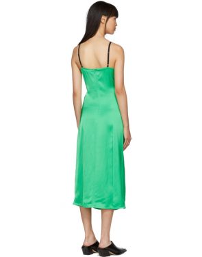 photo Green Ruched Slip Dress by Helmut Lang - Image 3