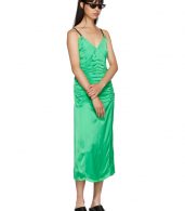 photo Green Ruched Slip Dress by Helmut Lang - Image 5