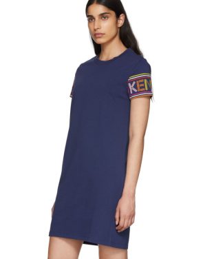 photo Navy Limited Edition Multicolor Logo Dress by Kenzo - Image 4