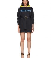 photo Navy Embroidered Logo Hoodie Dress by Versace - Image 1