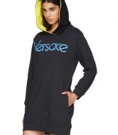 photo Navy Embroidered Logo Hoodie Dress by Versace - Image 4