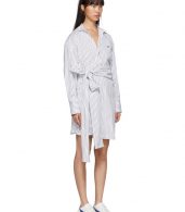 photo Black and White Striped Belted Shirt Dress by MSGM - Image 2