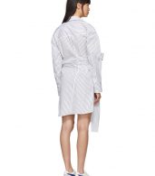 photo Black and White Striped Belted Shirt Dress by MSGM - Image 3