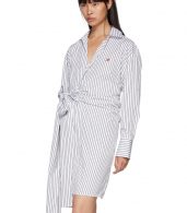 photo Black and White Striped Belted Shirt Dress by MSGM - Image 4