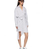photo Black and White Striped Belted Shirt Dress by MSGM - Image 5