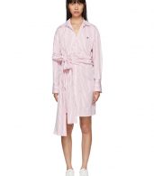 photo Red and White Striped Belted Shirt Dress by MSGM - Image 1