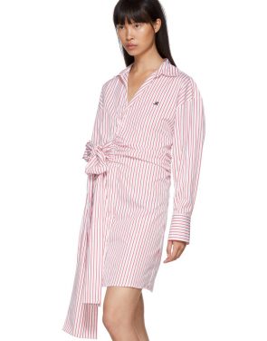 photo Red and White Striped Belted Shirt Dress by MSGM - Image 4