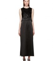 photo Black Satin Topstitched Gabiola Dress by Calvin Klein Collection - Image 1