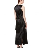 photo Black Satin Topstitched Gabiola Dress by Calvin Klein Collection - Image 3