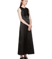 photo Black Satin Topstitched Gabiola Dress by Calvin Klein Collection - Image 4