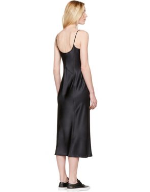 photo Black Silk Charmeuse Cami Dress by T by Alexander Wang - Image 3