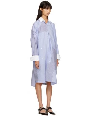photo Blue and White Oversized Patchwork Shirt Dress by Loewe - Image 2