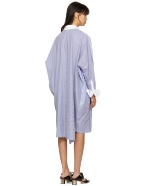 photo Blue and White Oversized Patchwork Shirt Dress by Loewe - Image 3