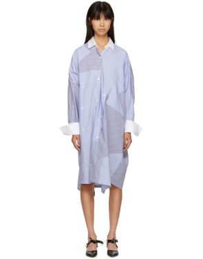 photo Blue and White Oversized Patchwork Shirt Dress by Loewe - Image 1
